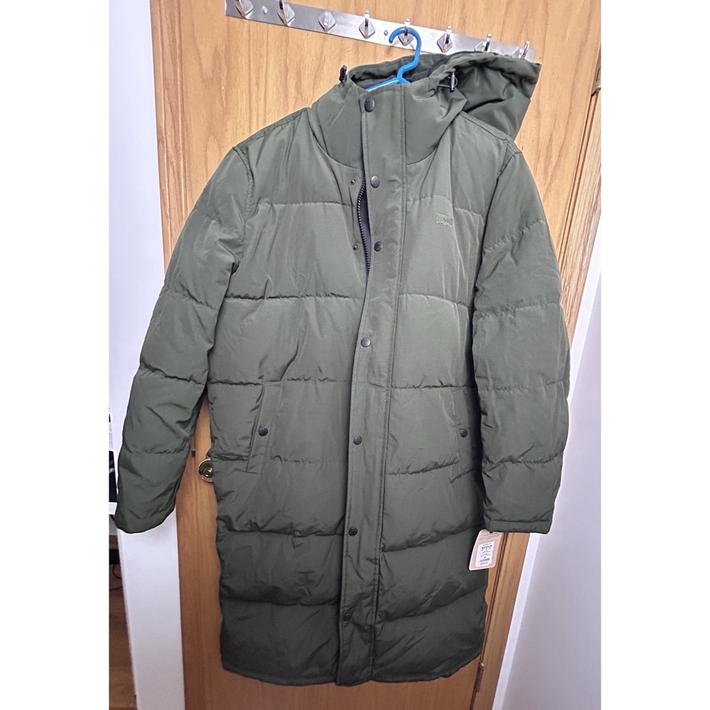 Levis Long Hooded Puffer Parka Green High Loft Insulated Coat Mens Medium NWT